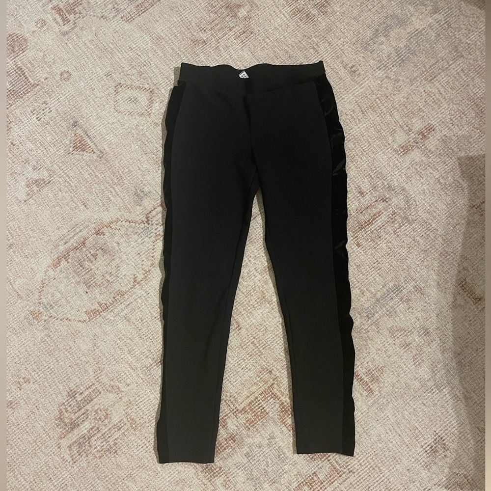 Lord and Taylor Design Lab black elastic stretchy velvet stripe legging pants